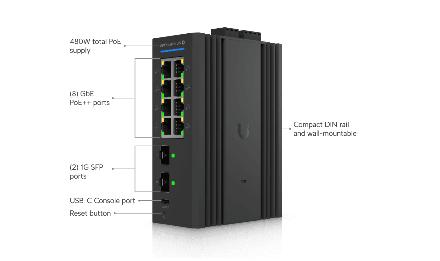 Switch Industrial DIN 8 PoE