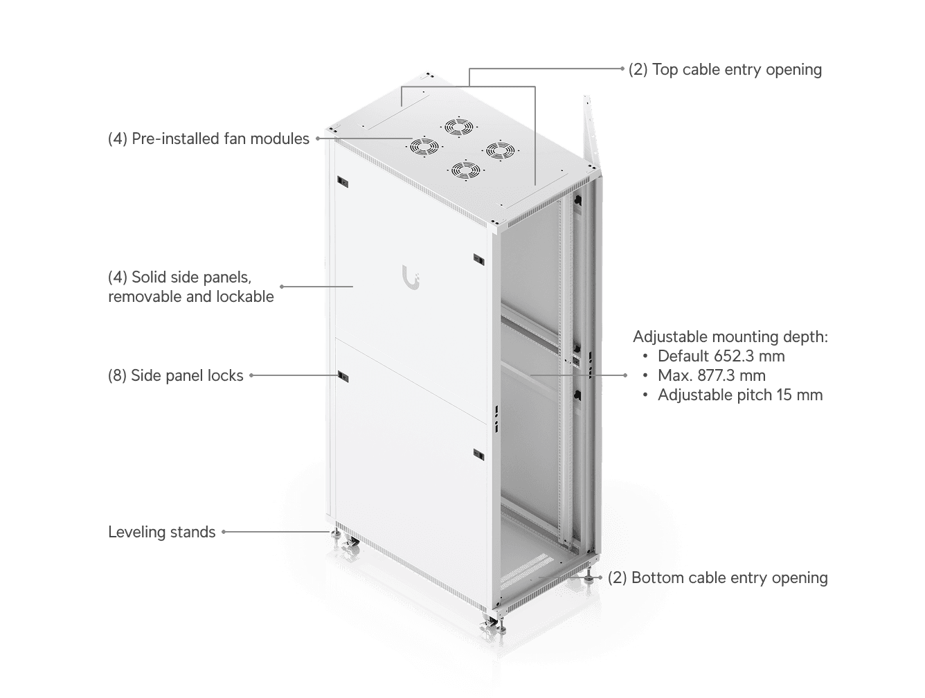 42U Rack Cabinet, 1,000 mm, Perforated Door
