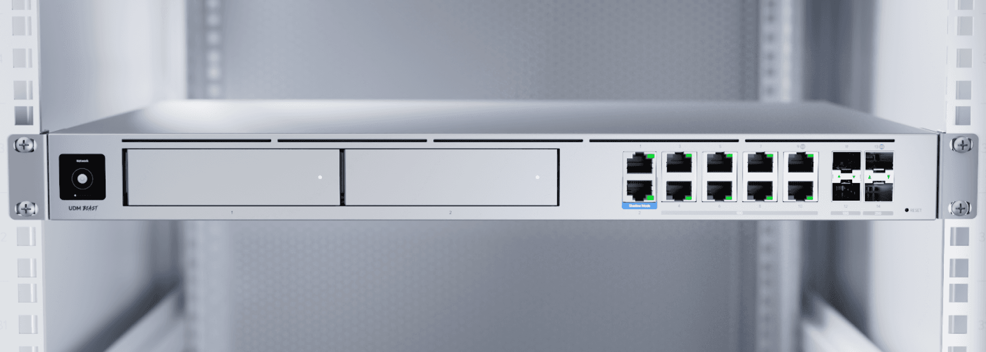 A modern network operations dashboard with connected devices, access points, cameras, and analytics
