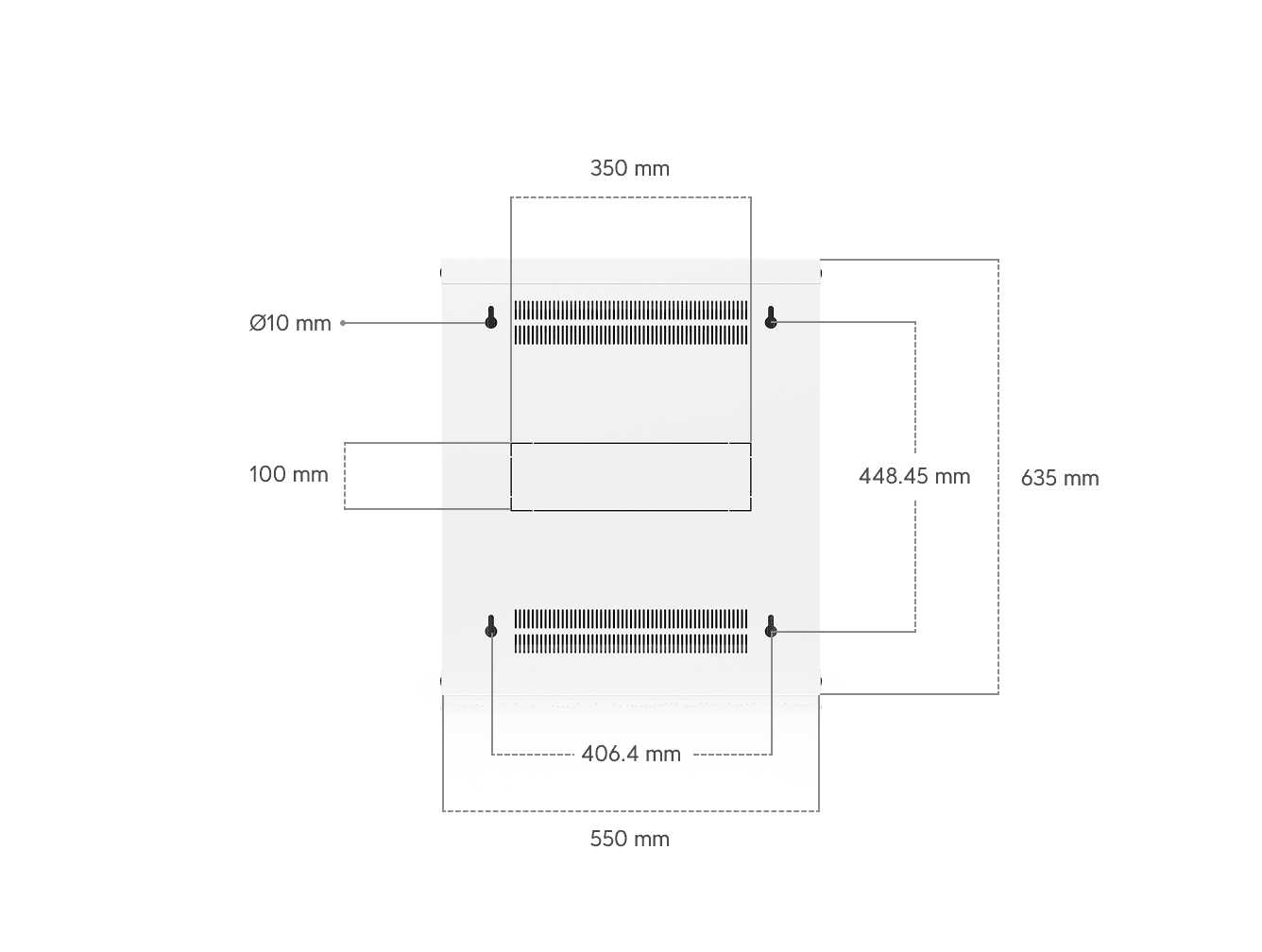 12U Rack Cabinet, 450 mm, Glass Door