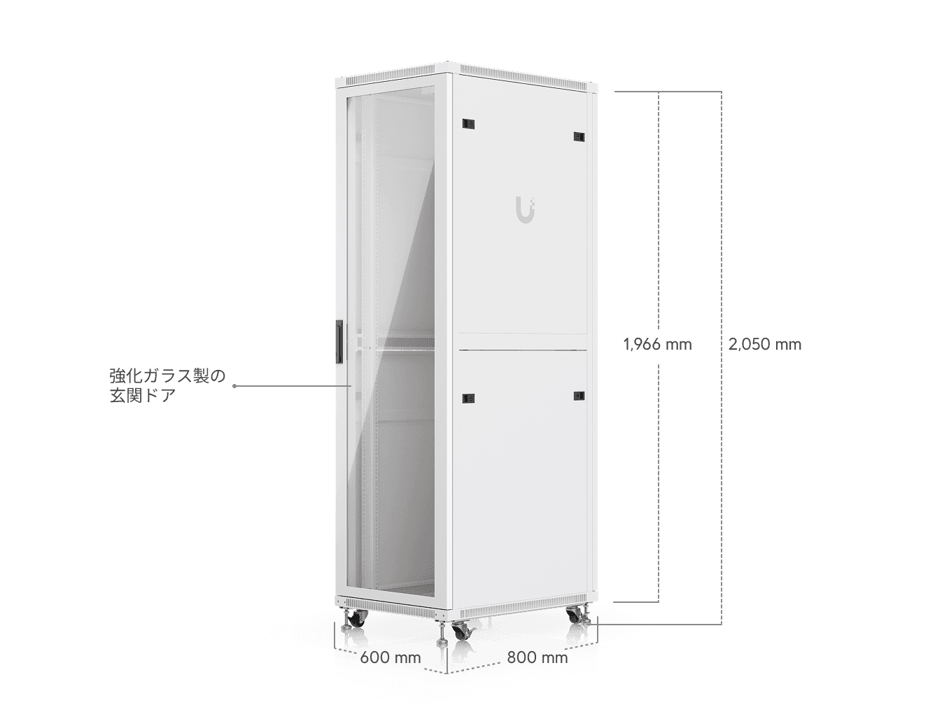 42U Rack Cabinet、800 mm、ガラスドア