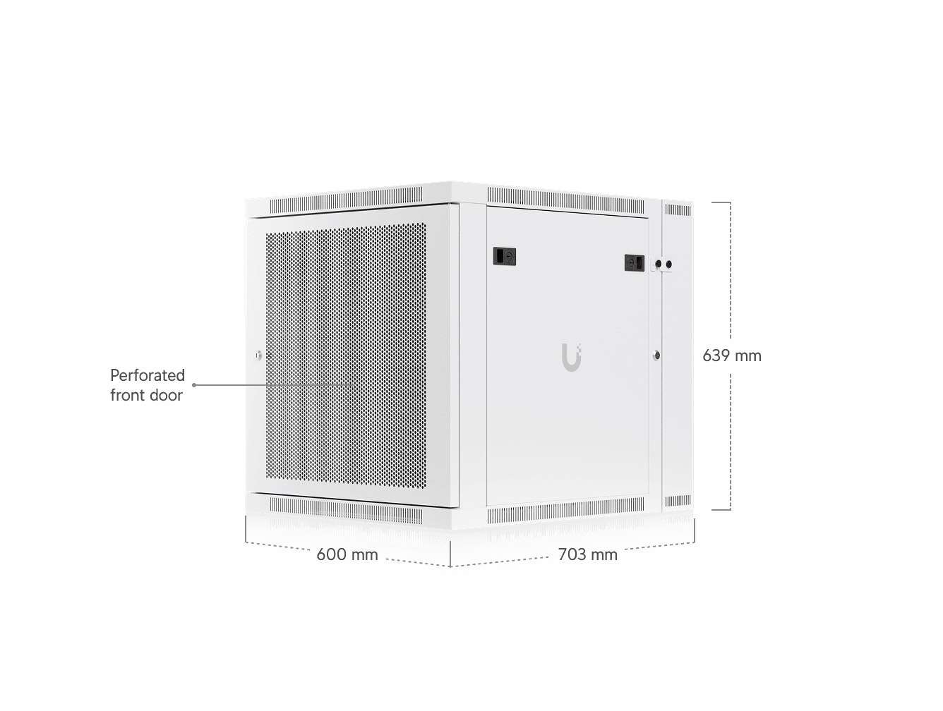 12U Rack Cabinet, Swing, Perforated Door