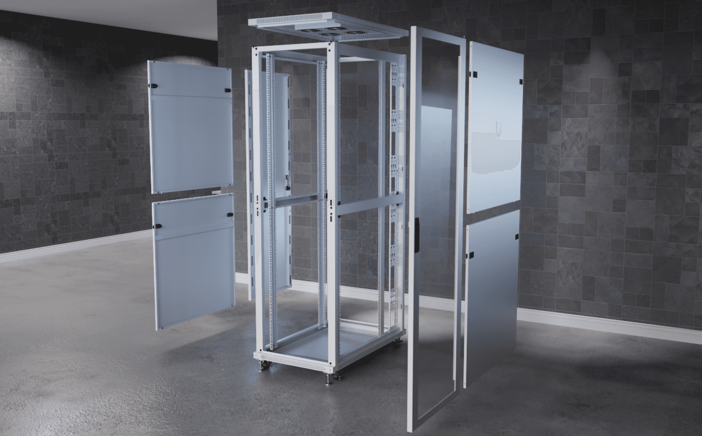 42U Rack Cabinet, 1,000 mm, Glass Door