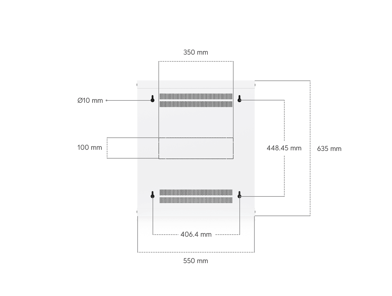 12U Rack Cabinet, 450 mm, Perforated Door