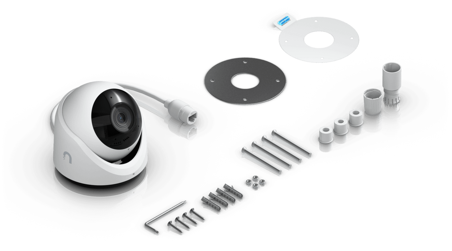 Inhoud van de verpakking van de Ubiquiti G6 Turret