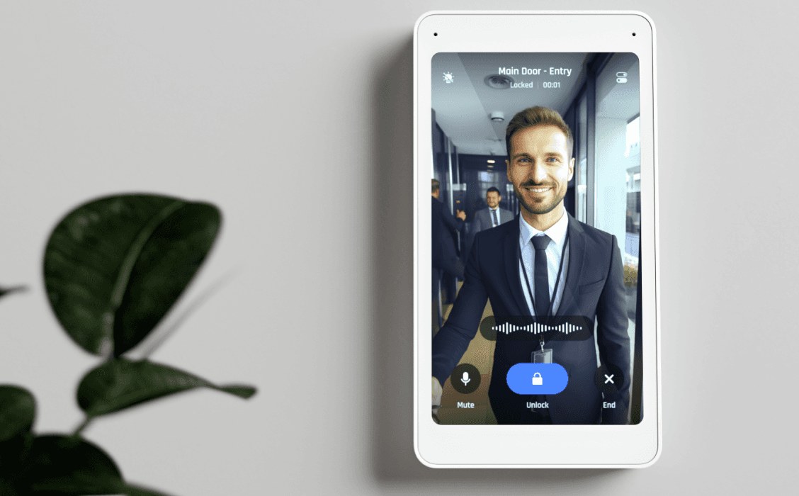 UniFi Intercom Viewer aan de wand met livebeeld en deurbediening