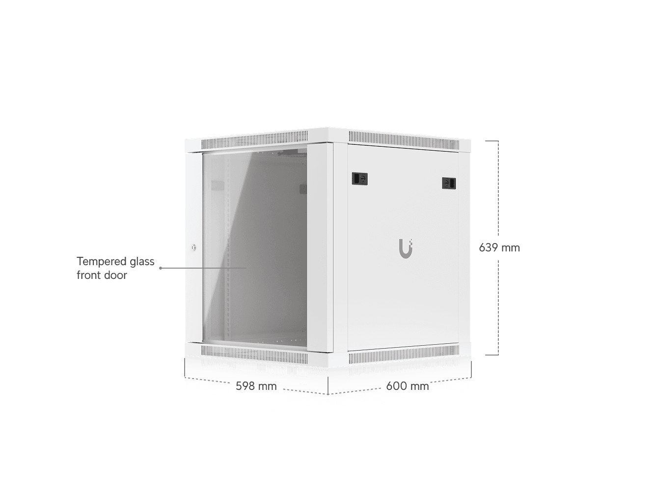 12U Rack Cabinet, 600 mm, Glass Door