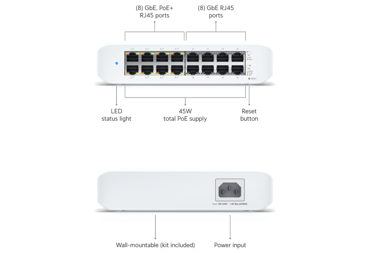 USW-Lite-16-PoE Tam Ekran Teknik Özellikler