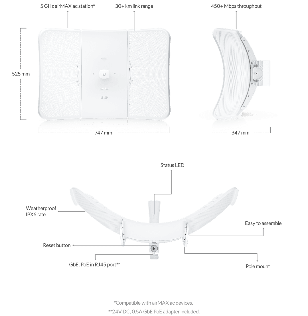 UISP AirMAX LiteBeam 5AC Extreme Range Tech Specs uisp-airmax-litebeam-5ac-extreme-range-tech-specs