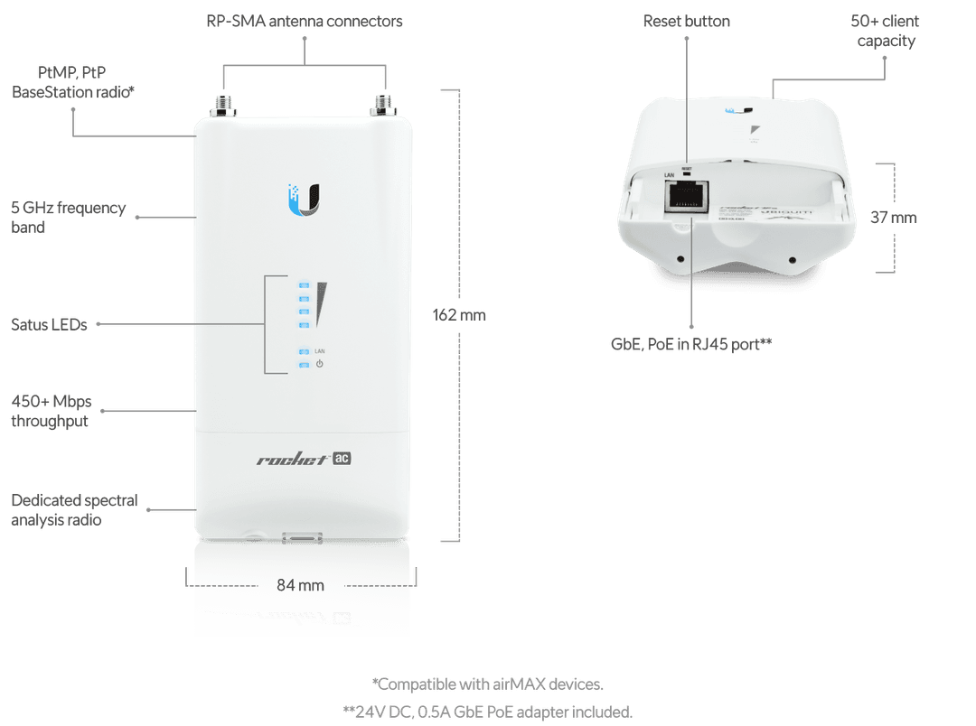 UISP airMAX Rocket AC Lite - Tech Specs