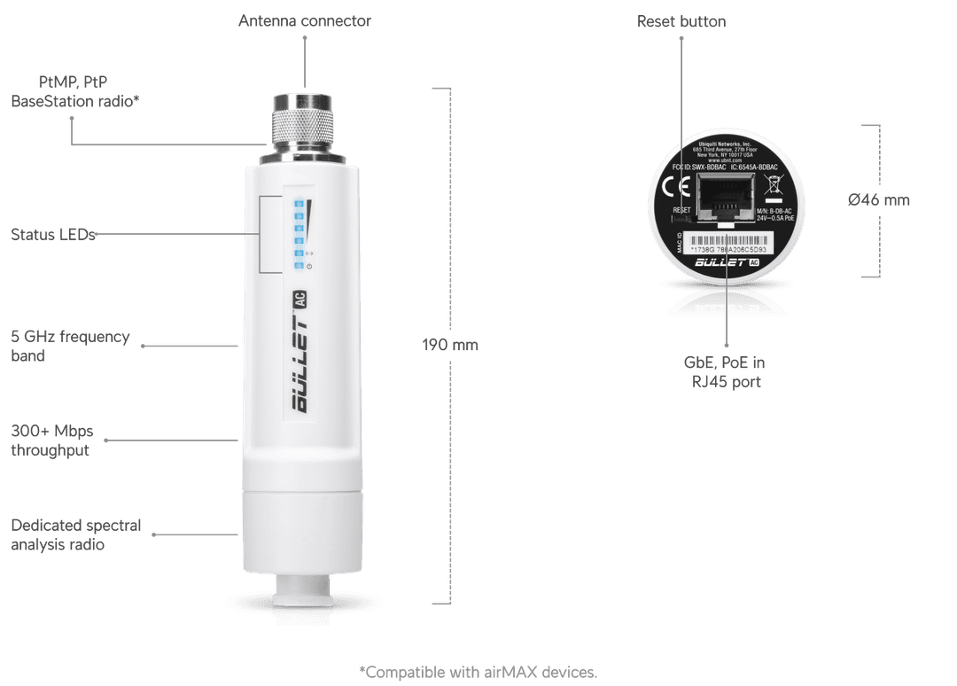 UISP AirMAX Bullet AC Tech Specs uisp-airmax-bullet-ac-tech-specs