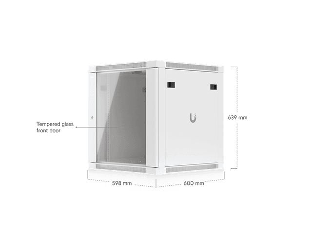 Ui Rack 12U Rack Cabinet, 600 mm, Glass Door - Ubiquiti Store